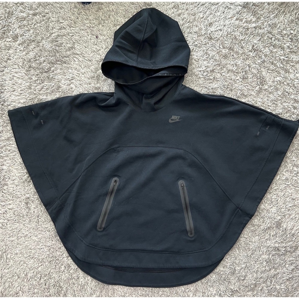 Nike Tech Poncho Pullover Womens XS Scuba Black Hooded Oversize Activewear